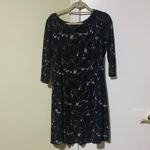 Taylor Black and Gray Long Sleeve Dress